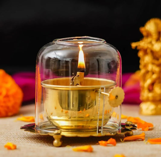 Shree Akhand Jyot Diya & Cover - Brass (पीतल) - PACK of 2- Premium Quality ✅ | BUY1 GET1 - LAST DAY OFFER 🔥