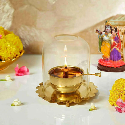Shree Akhand Jyot Diya & Cover - Brass (पीतल) - PACK of 2- Premium Quality ✅ | BUY1 GET1 - LAST DAY OFFER 🔥