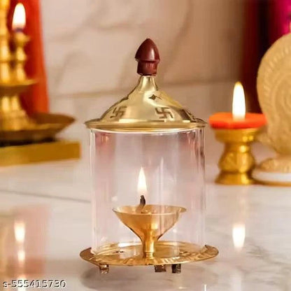 Shree Akhand Jyot Diya & Cover - Brass (पीतल) - PACK of 2- Premium Quality ✅ | BUY1 GET1 - LAST DAY OFFER 🔥